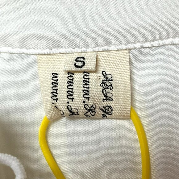 Aoxwomen Minidress sz S Eyelet Boho Cottagecore Hi Lo Hem Peasant Sleeve NWT - Picture 7 of 10